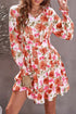 V Neck Long Sleeve Tie Waist Mini Dress